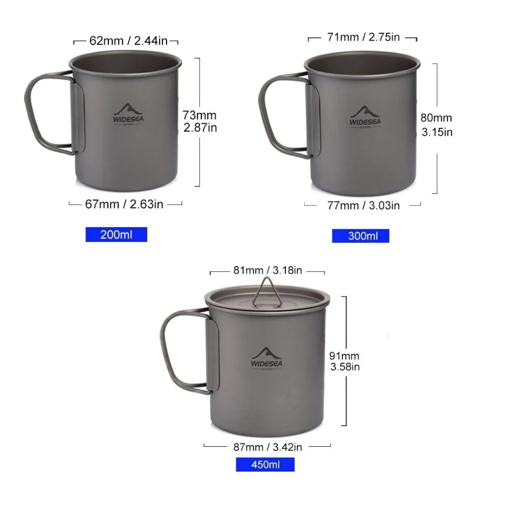 Portable Cups Widesea Camping Mug Titanium Cup Tourist Tableware Picnic Utensils Outdoor Kitchen Equipment Travel Cooking Set Cookware Hiking