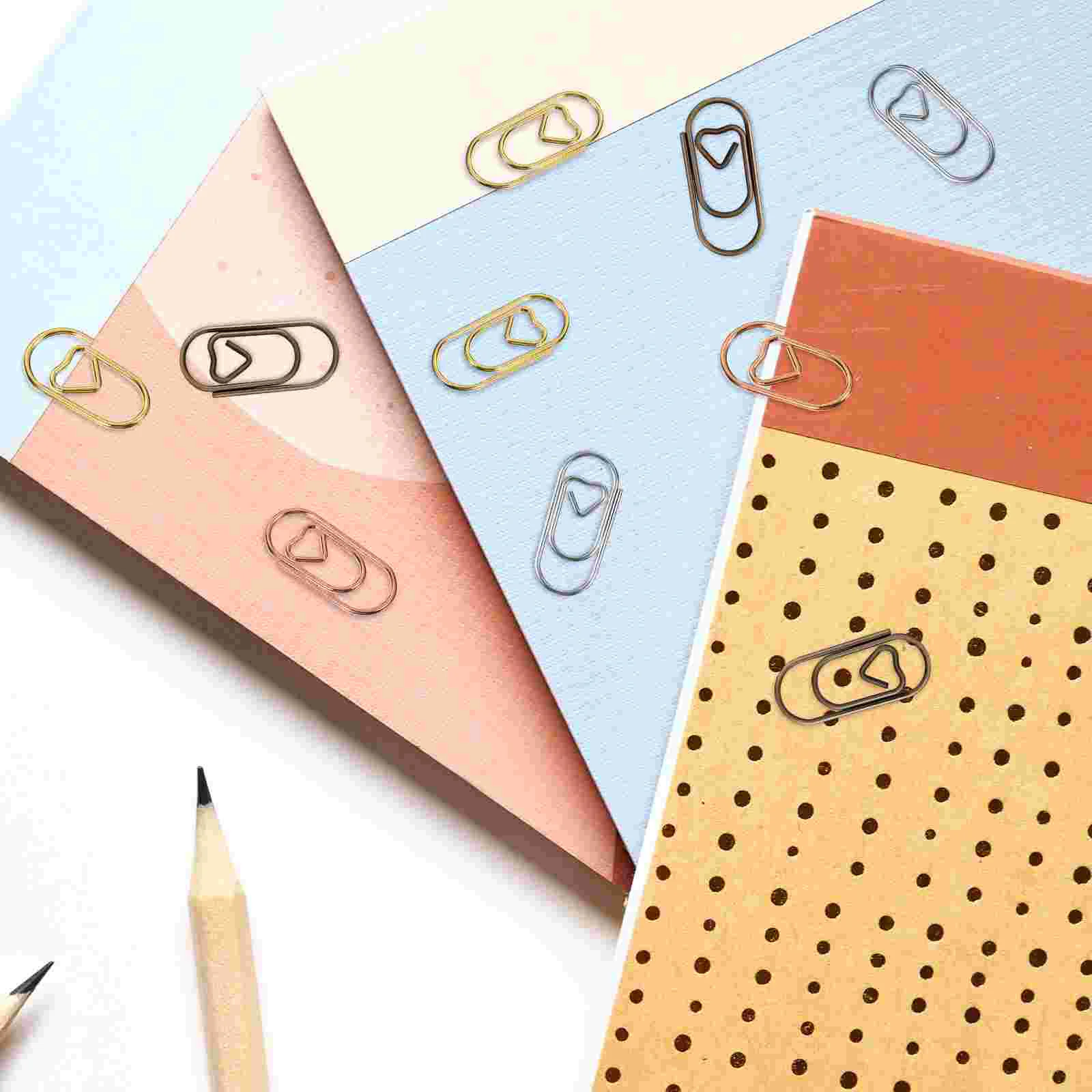 200 Pcs Mini Paper Clip Clips Heart Taste Cute Metal Decorative For School Binder