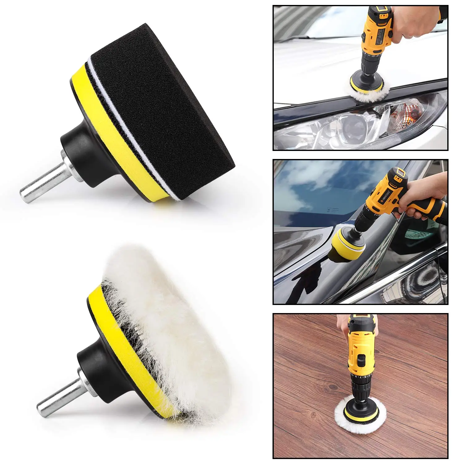 11Pcs Kit 3-Inch Buffing Pad Car Foam Drill Sponge Wool Polishing Pads Car Buffer Polisher for Sanding, Waxing, Sealing Glaze 4