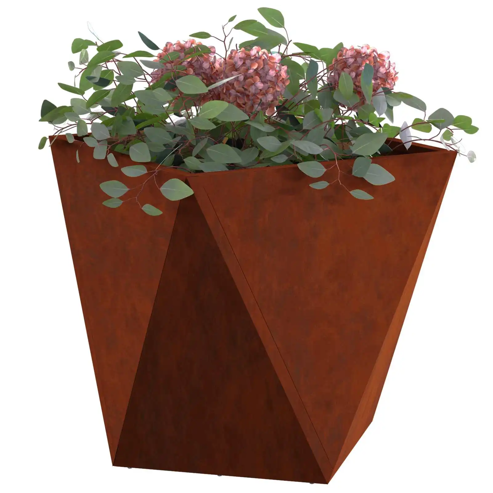 Set mit 2 rostigen Optik-Gartenkübeln 50x50x50 cm aus Stahl, quadratische rostige Pflanzkübel für Garten, Terrasse und Balkon – Detail 6