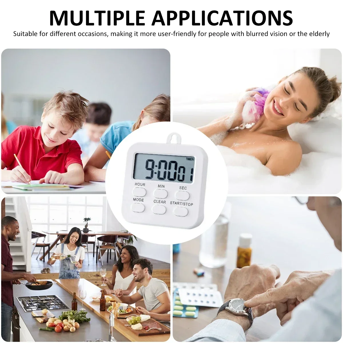 Kchen Timers 3 In 1 Large Magnetic LCD Digal Kchen Countdown Timer Stopwatch Alarm Wh Stand Kchen Timer Cooking Alarm Clock 230926 Da 7,77 € | DHgate - Foto 9