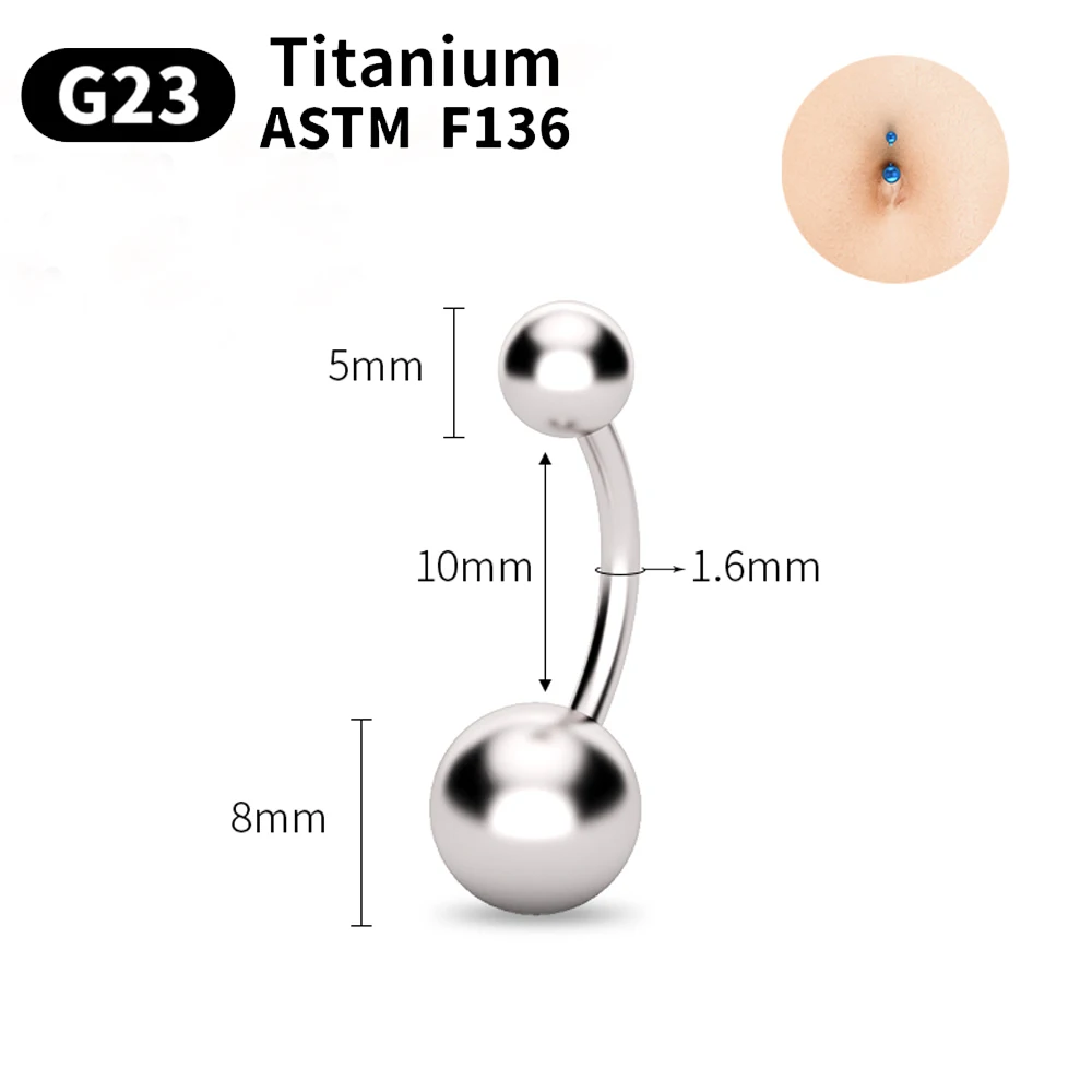 Body Piercing Jewelry G23 Titanium 14G Belly Button Rings zircon Highly Polishing Threaded Eyebrow Nails ASTM F136 10pcs Belly Button piercing jewelry belly button earrings belly button piercings body piercing jewelry body jewelry