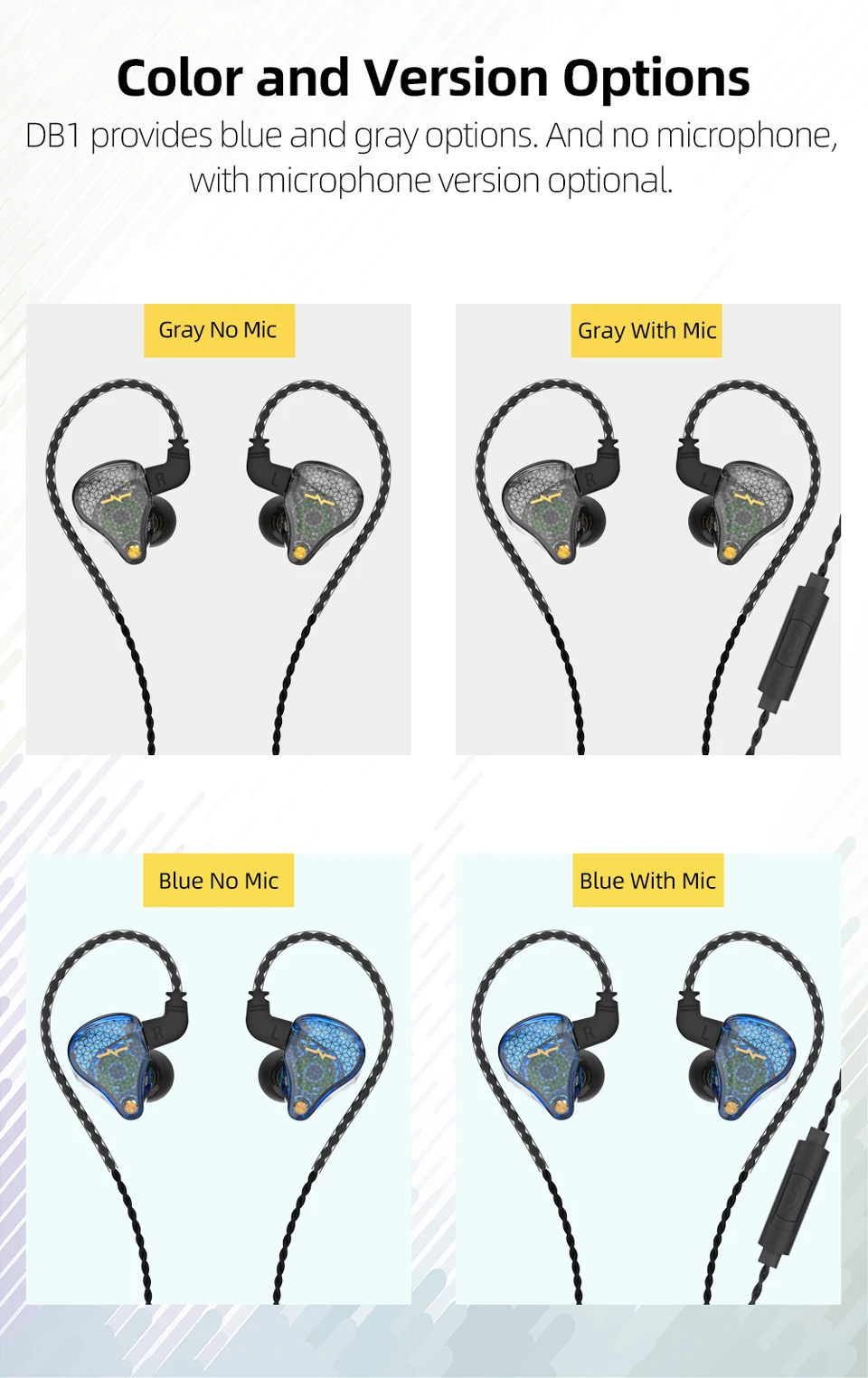 2021 NiceHCK DB1 HIFI In Ear Earphone 10mm Dynamic Music DJ Running Sport IEM Earbud Studio Earplug 0.78mm 2Pin Detachable