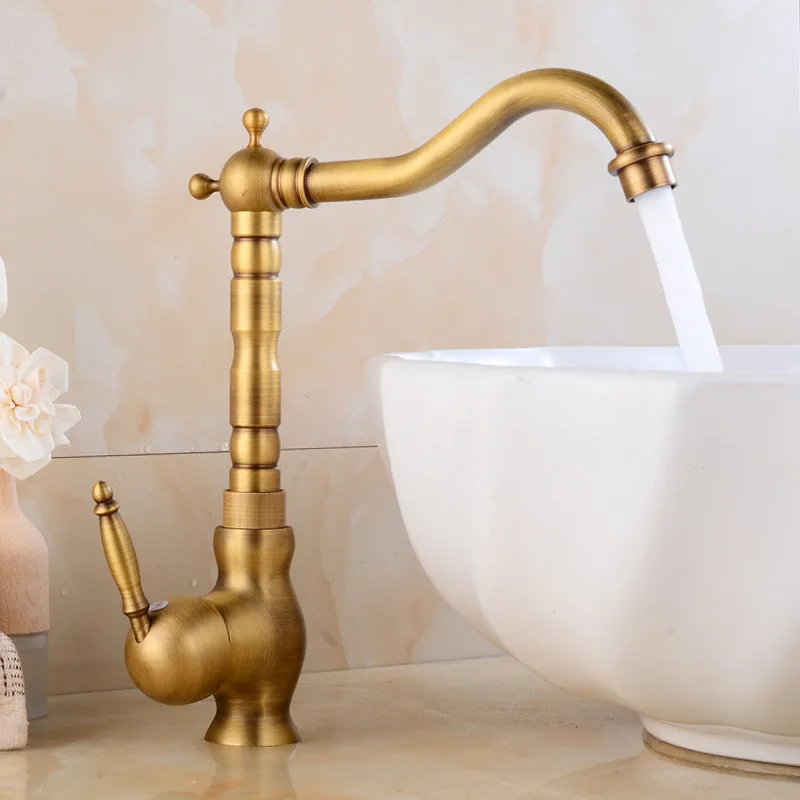 

Antique Bronze Basin Faucets Brass Bathroom Faucet Hot & Cold Bathroom Sink Faucet Deck Mounted Lavotory Faucet Mixer Water Tap