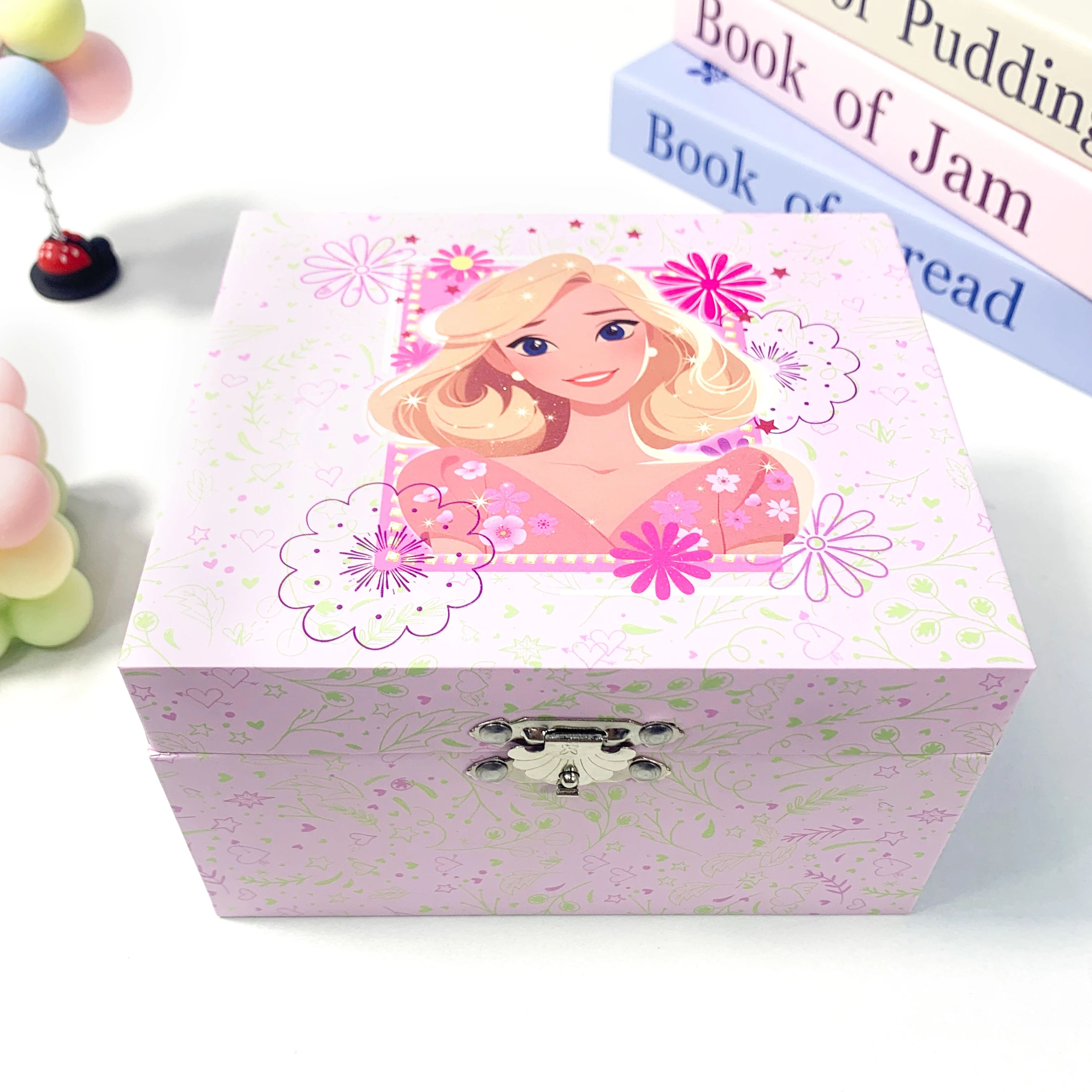 Light Pink Glitter For Girls Jewelry Home Decor Jewelry Storage Music Box For Children's Birthday And Christmas Gifts Music Box