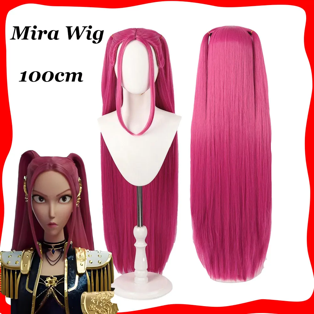 Perruque De Costume De Cosplay Anime KPop Demon Hunters Mira, Costume Huntrix, Fête D'halloween Pour Femmes Et Filles, Carnaval