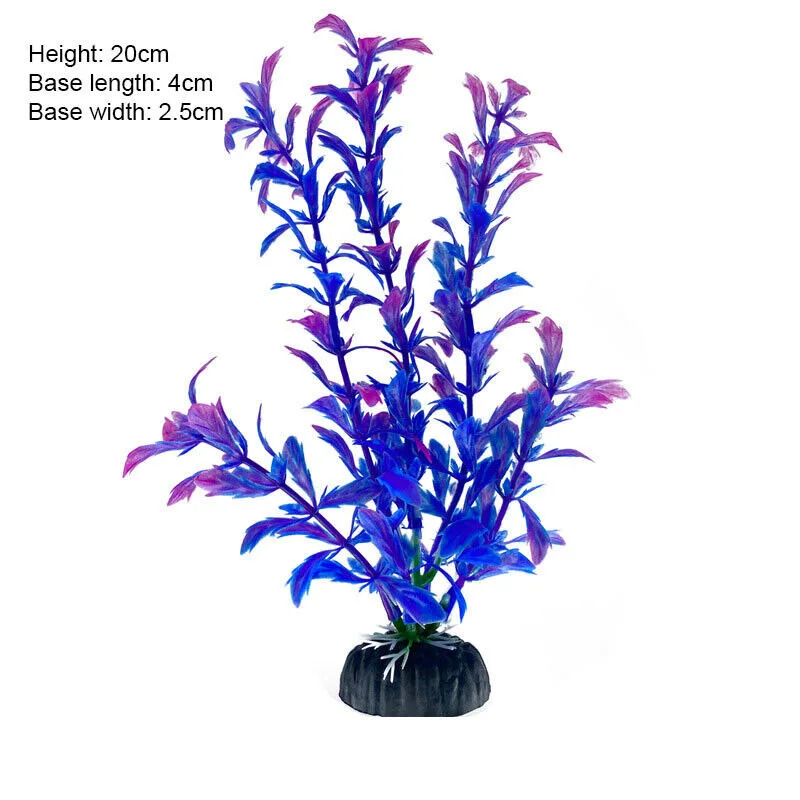 Vibrant Underwater Landscape Decoration - Green & Purple Aquatic Plants and Flowers