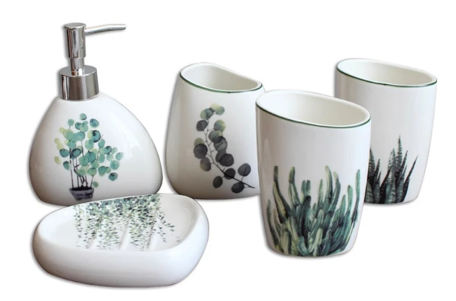 White Ceramic Bathroom Set Image 2