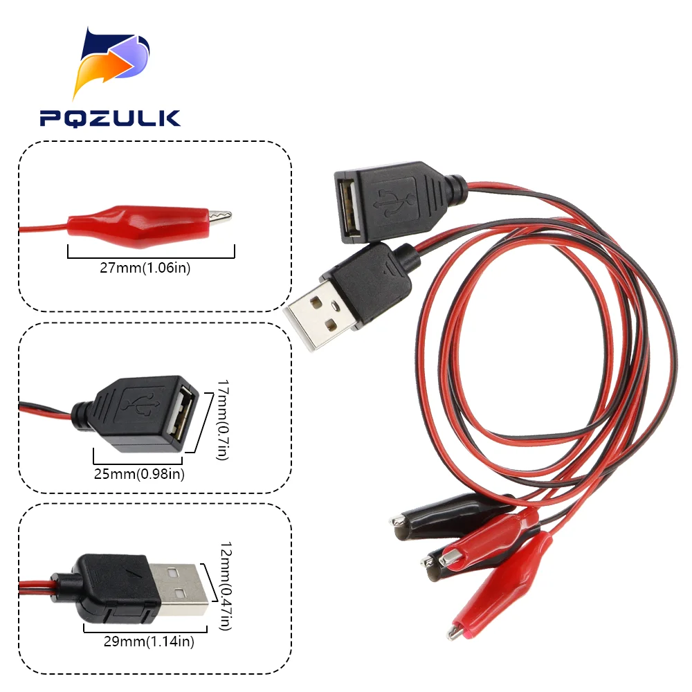 USB Alligator Clips Crocodile Wire Male/Female To USB Tester Detector DC Voltage Meter Ammeter Capacity Power Meter Monitor