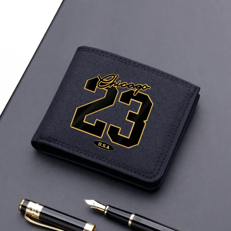 New 23 USA Art Letter Design Print Men's Short wallet With ID Window and Card Slots Purs Fashion Small Wallets
