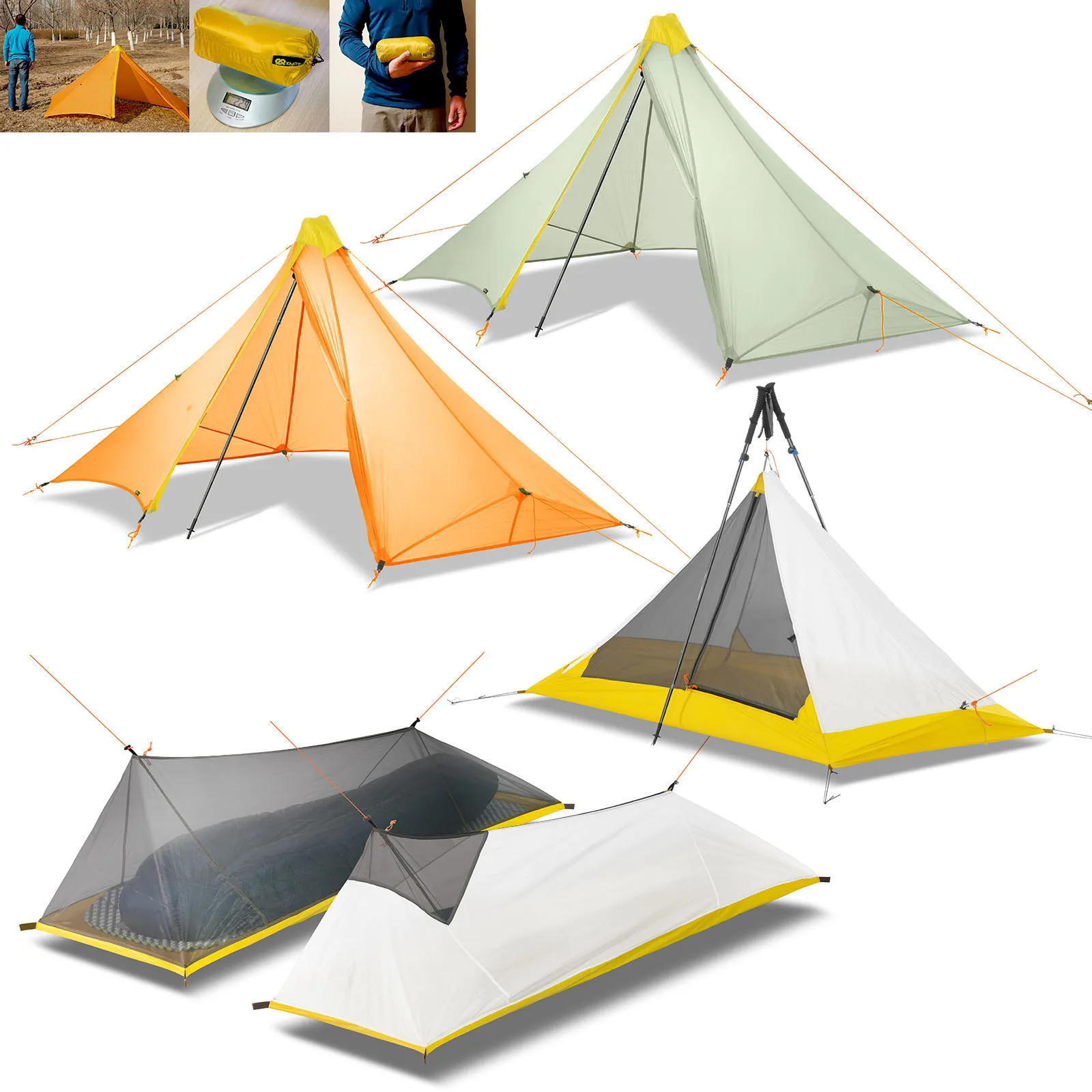 1 Person 3/4 Season Camping Tent/Inner Tent Waterproof Ultralight 20D