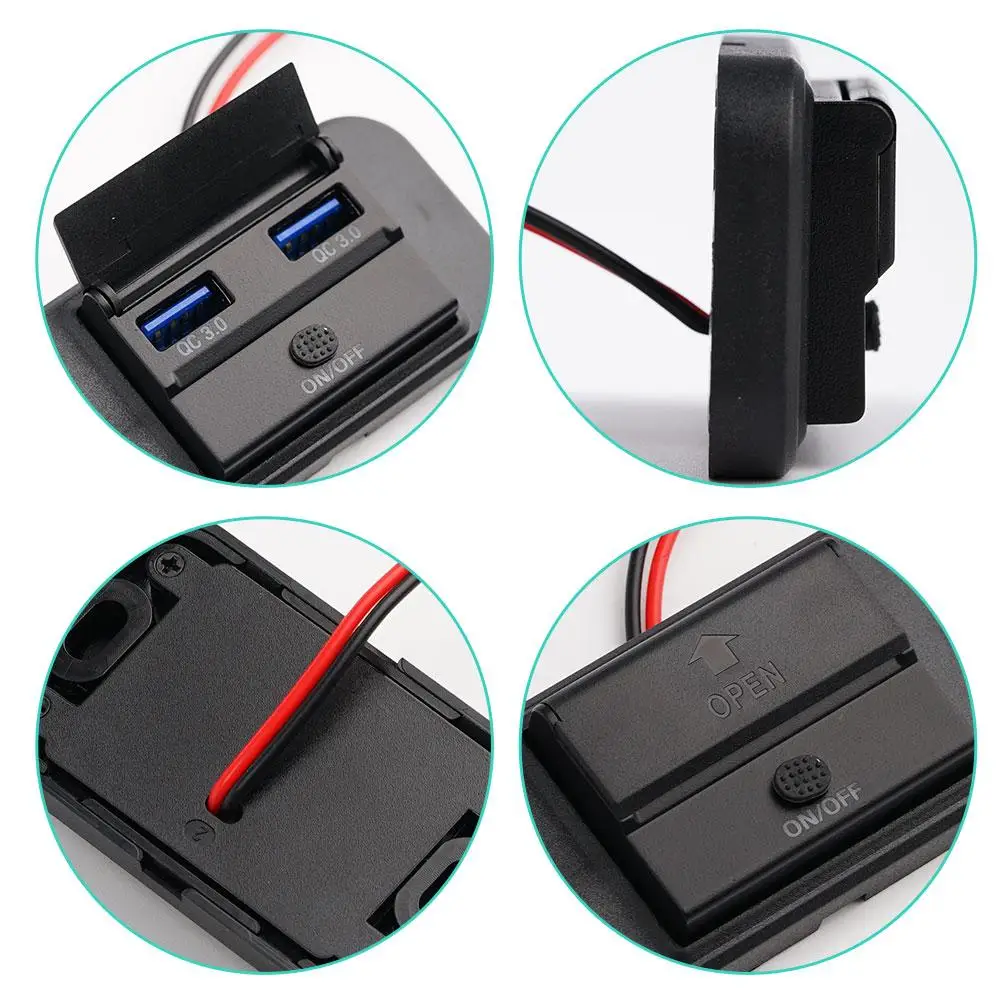 

Dual Quick Charge Type C USB Ports 12V/24V USB Power Panel Outlet Socket Adapter For RV Truck Car Marine Motorcycles Access G0V1