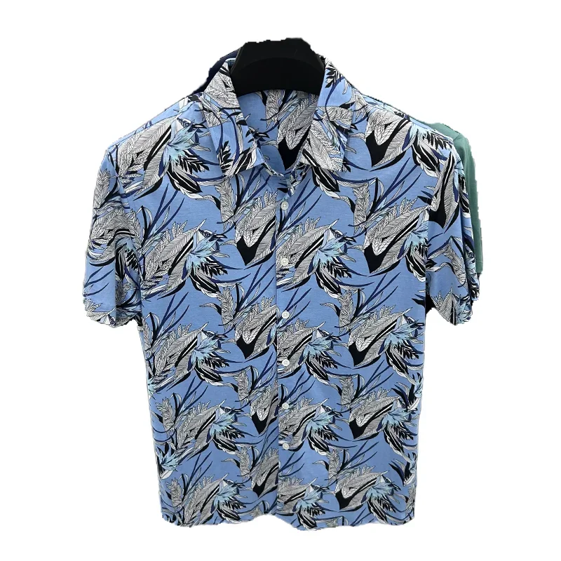 

100 Mercerized Cotton Short Sleeved Shirt For Men's Summer Thin Casual Floral Shirt