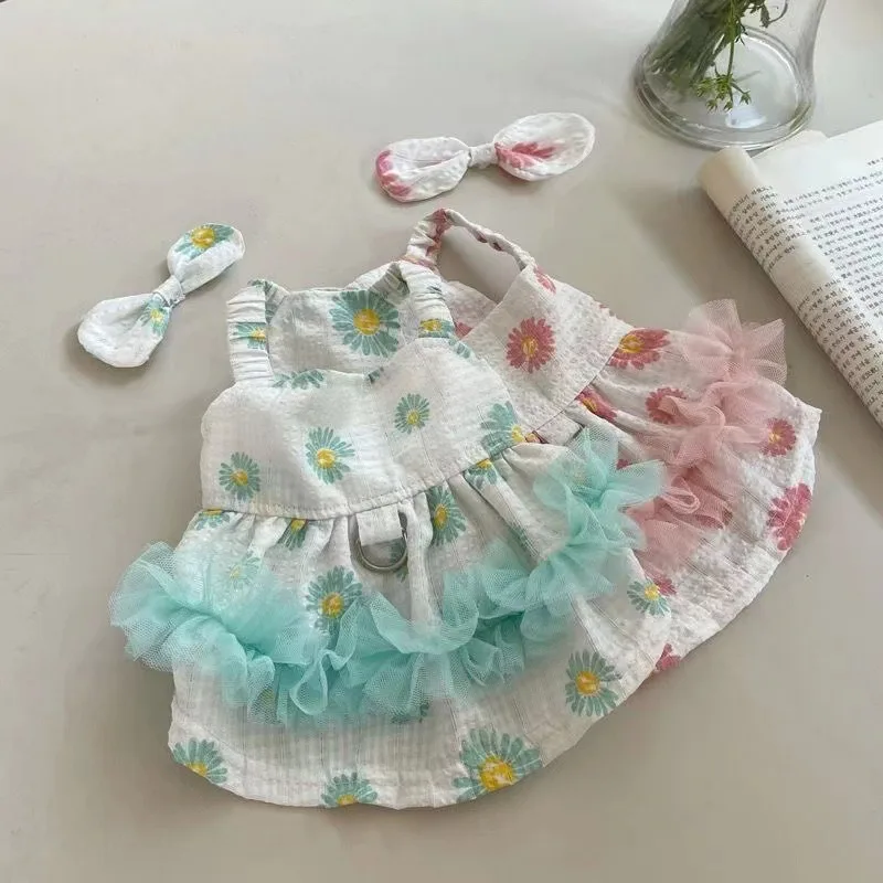 Pet Lace Flower Princess Dress - Cute Summer Skirt