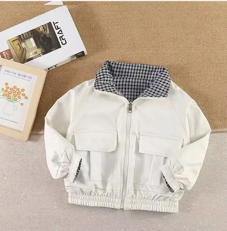 Frühling Herbst Neue Jungen Reversible Koreanischen Stil Jacke Stehkragen Hübscher – Detail 6