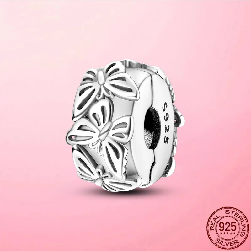 שרשרת בטיחות כסף 925 עם תליון לבבות מתאימה לצמיד מקורי לתכשיטים בעיצוב אישי