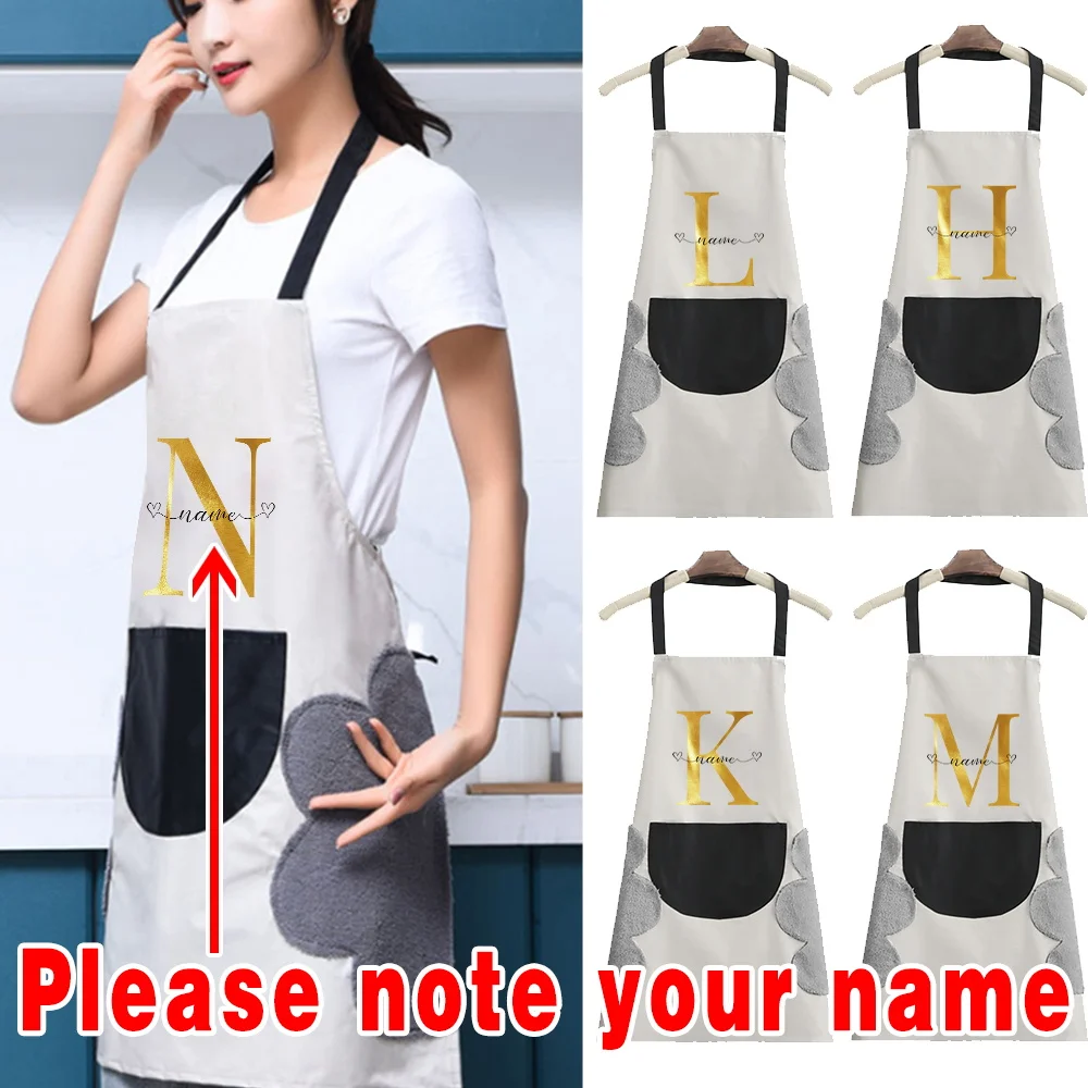 

Custom Name Kitchen Aprons for Women Men Waterproof Anti-Oil Sleeveless Home Work Clothes Cafes Beauty Nails Studios Uniform