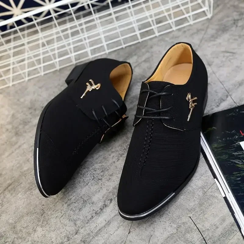 

Fashion Designer Men's Derby Shoes Lace-up Business Formal Wear Shoes British Style Black