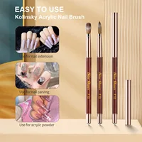 UsiDaer Kolinsky Nail Brush Acrylic with Red Round Wooden Handle and 100% Kolinsky Sable Hair for Crystal UV Gel Painting 1
