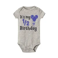 1/2 Birthday Cake Printing Baby Romper Newborn Birthday Party Clothes Toddler Jumpsuits Boys Girls Short Sleeve Romper Outfits 6