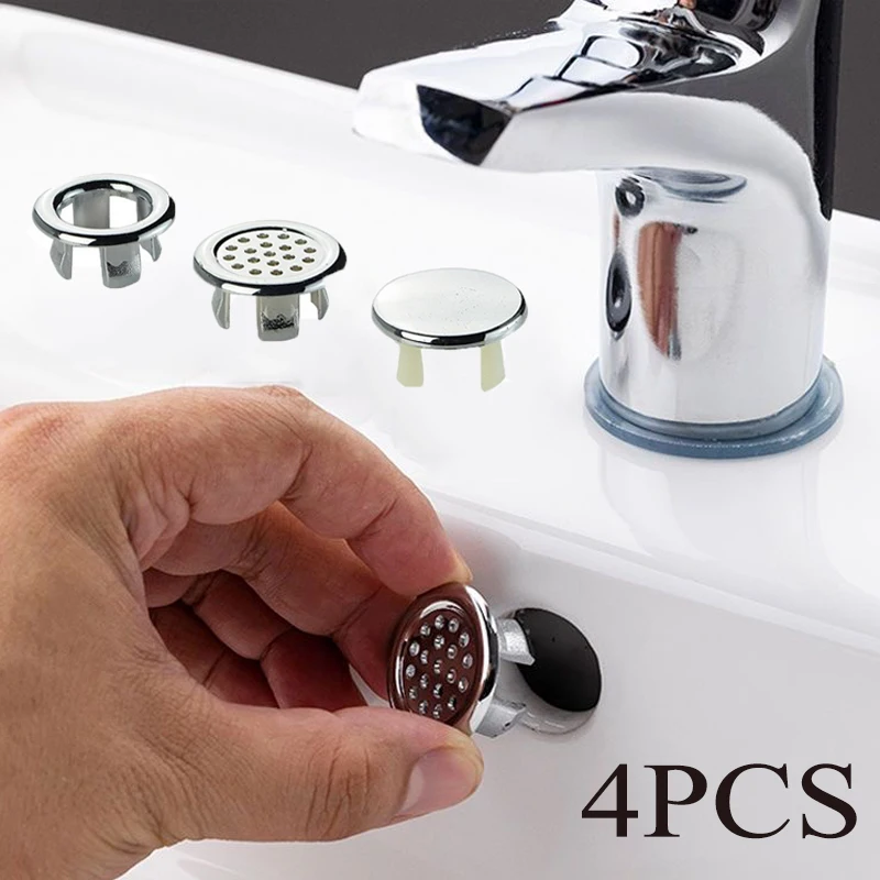 

Bathroom Basin Faucet Sink Overflow Cover Brass Six-foot Ring Insert Replacement for Multi-size Round Overflow Hole Durable