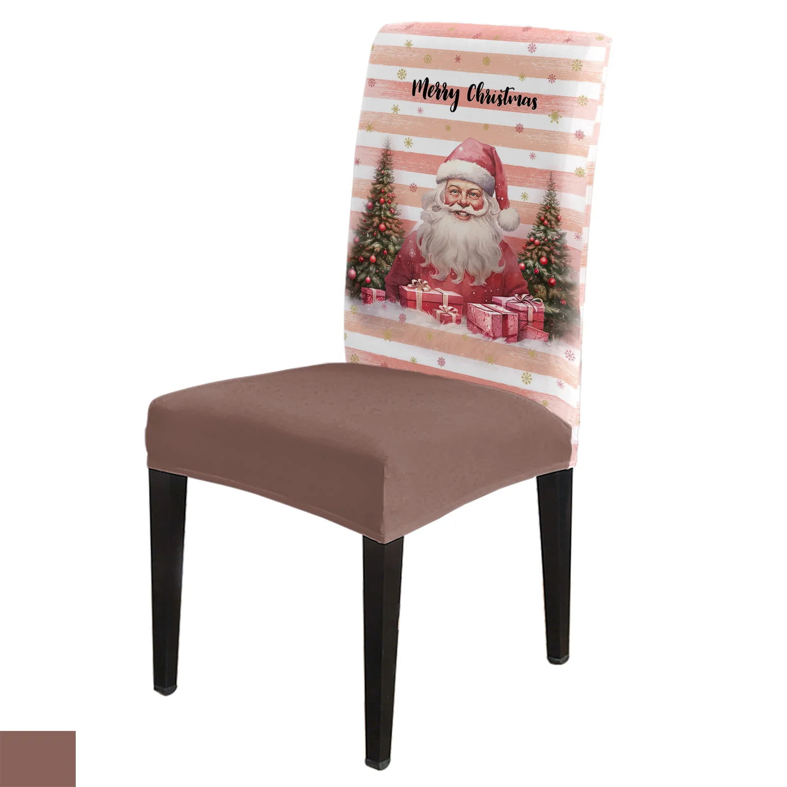 

Christmas Santa Claus Snowflake Stripes Chair Cover Set Kitchen Stretch Spandex Seat Slipcover Home Decor Dining Room Seat Cover
