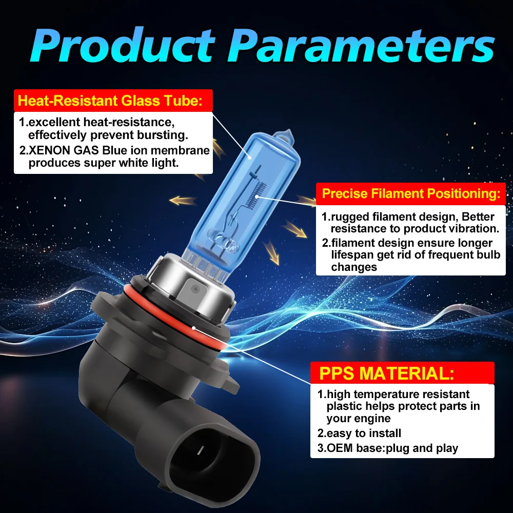 2 Stücke H7 Auto Scheinwerfer 100 Watt Halogen Lichter 6500 Karat Super Weiß Auto Tagfahrlicht 12 V H1 H4 H11 9005 9006 Halogen Scheinwerfer – Detail 6
