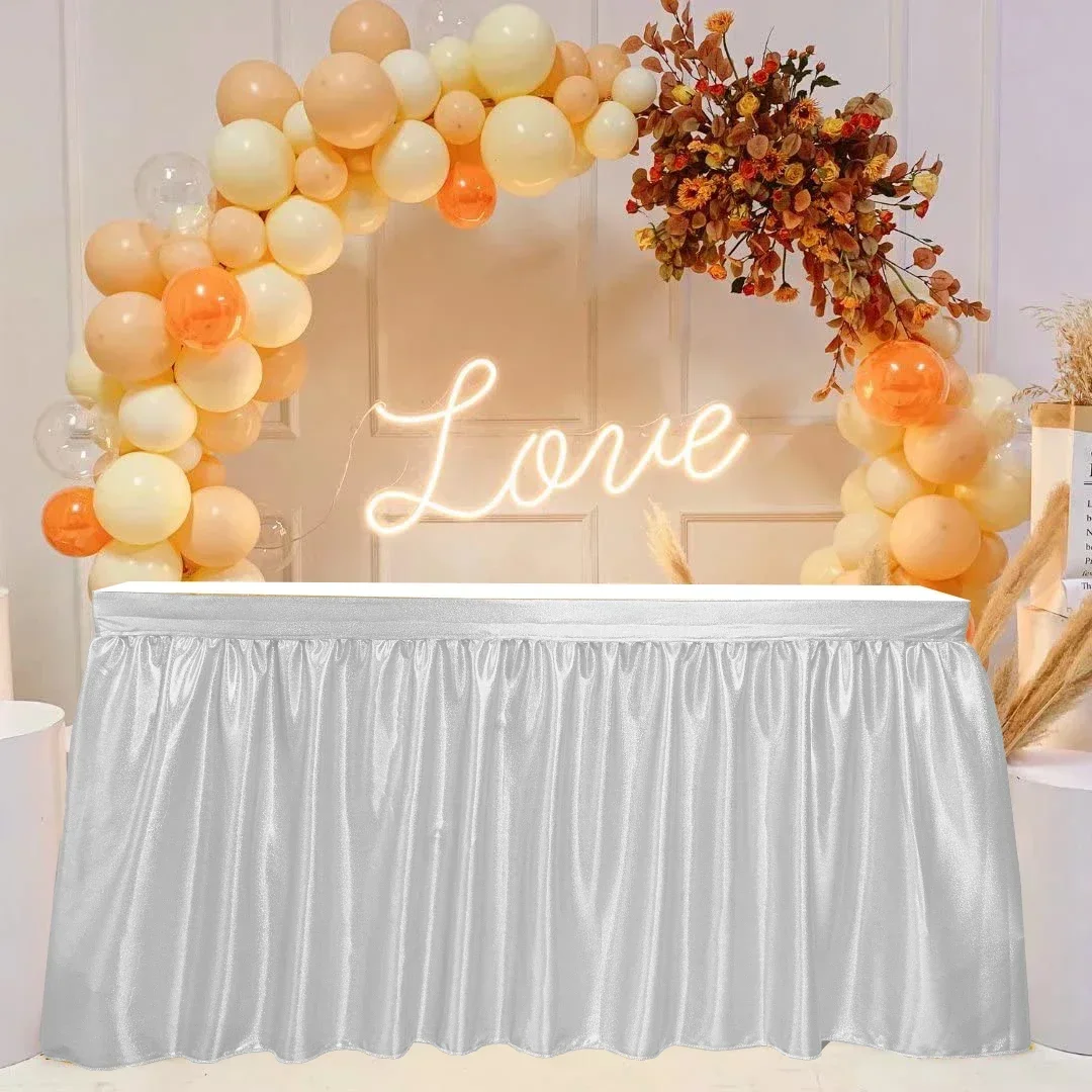 Light Gold Sequin Table Skirt Tablecloth Glitter Sparkly Shimmer Rectangle Table Covers for Birthday Party Event Wedding Decor table skirt