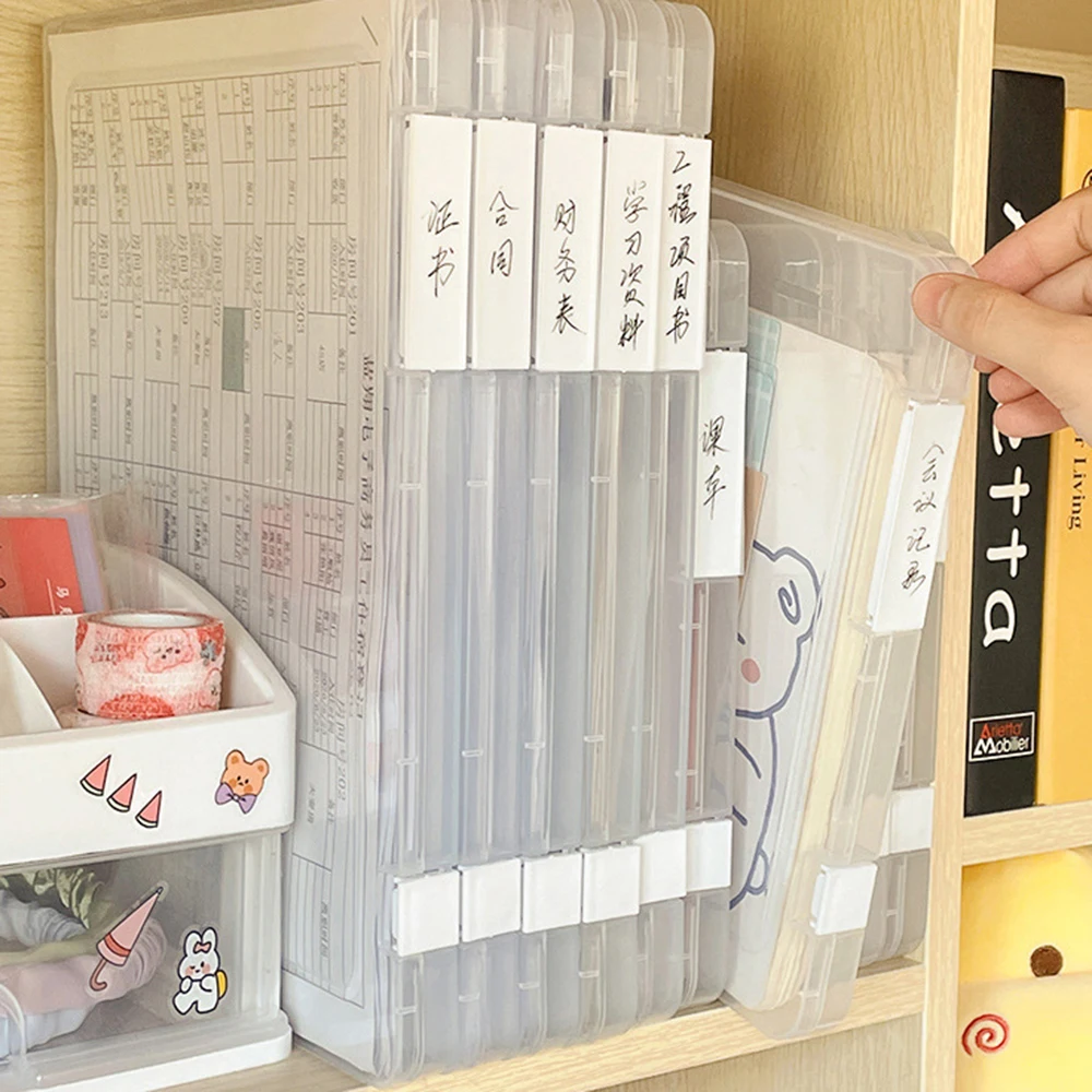 A4 Document Storage Box With Snap Buckle Transparent Plastic File Organizer Box Desk Stationery And File Office Supplies