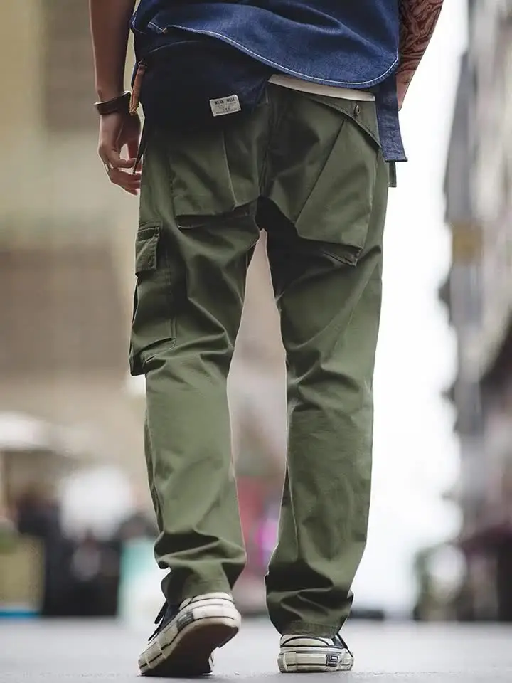 メル20046　Military Chino Cargo Pants XS Maden 2023 Autumn Rhombus Cargo Pants Men's Green Patch