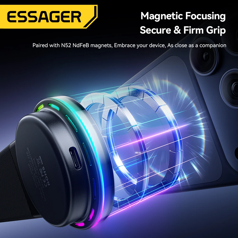 Essager 360° Free Rotation Magnetic Car Phone Holder LED 15W Wireless Charger Stand for Magsafe For iPhone 17 16 15 14 Pro Max