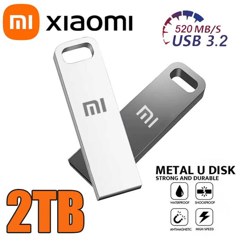Xiaomi 2TB USB 3.2 Metal Flash Drive Super High Speed Transfer Mini U Disk Pen Drive Windows 11 Type C Memory Waterproof Disk flash drive