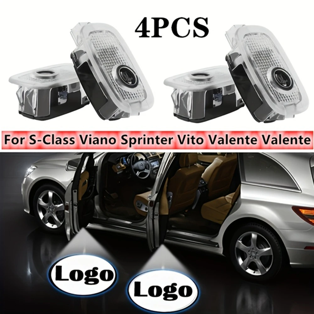 4pcs 자동차 도어 로고 빛 메르세데스 벤츠 S 클래스 AMG W221 2008-2012 W447 W639 Vito Viano  2016 장식 램프 자동차 액세서리 - AliExpress