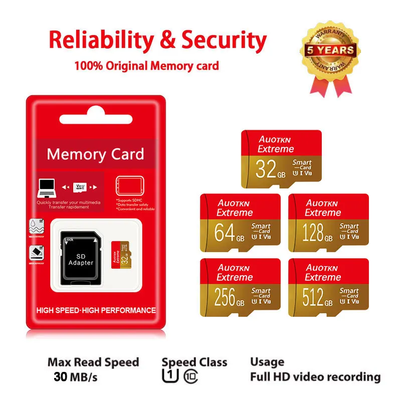 

Mini SD Flash Card Memory Card 128GB 256GB 512GB Class 10 TF Card 4K Ultra-HD Video Card SD/TF Flash Micro Card For Drone Table