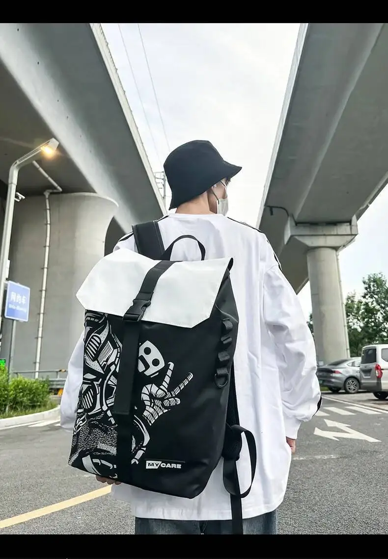 Koreanischer Stil, trendiger Outdoor-Reise-Casual-Sport-Doppelrucksack für Männer mit High-End-Gefühl – Detail 19