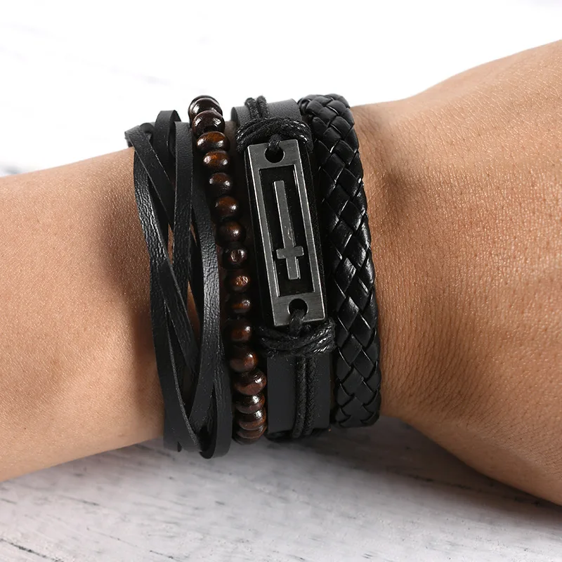 LILLESAND Braided Leather Bracelets Thimble Charm Wrap Wristbands