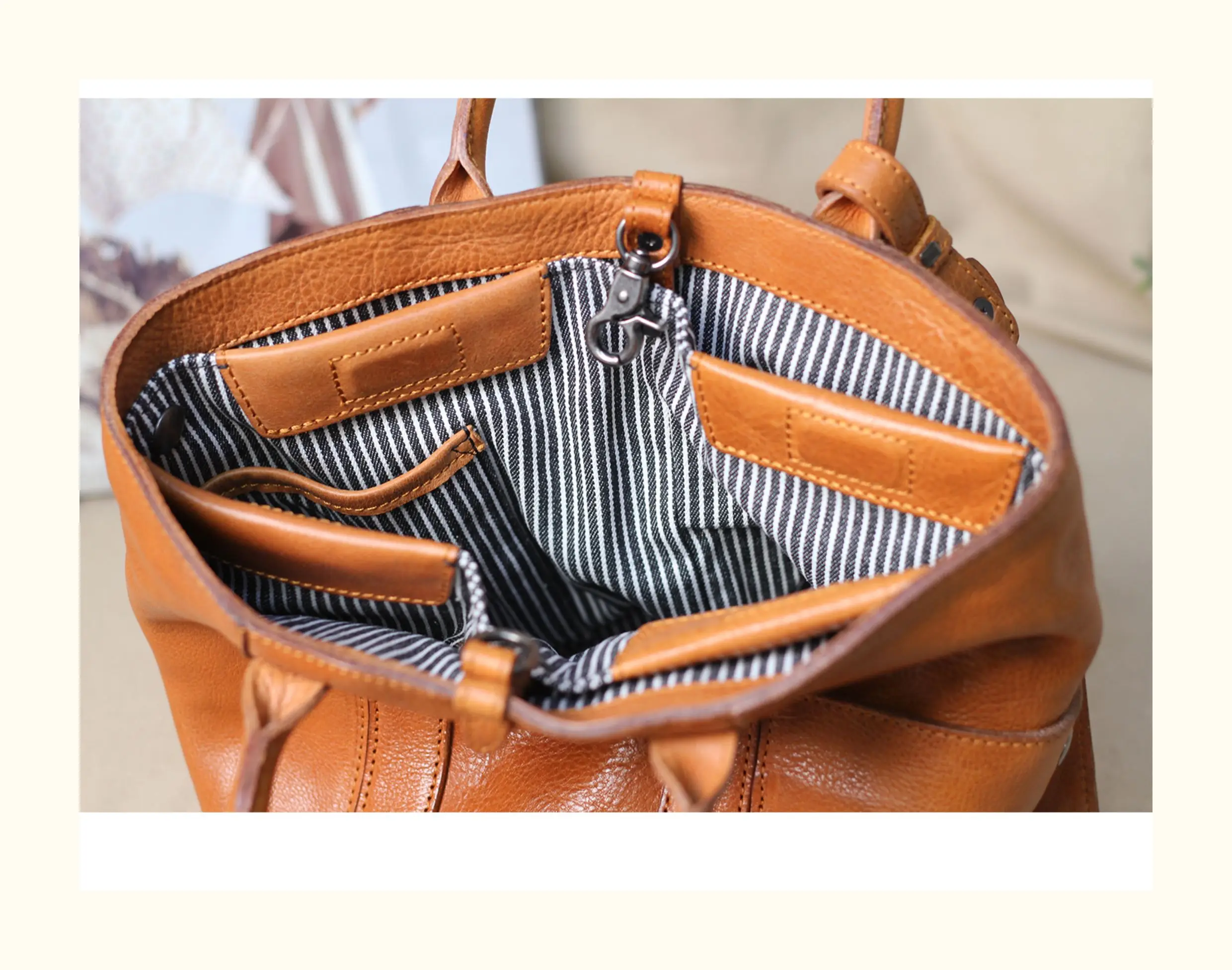 Outdoor-Reisen, luxuriöse Damen-Einkaufstasche aus echtem Leder, lässige Handtasche, Modedesigner, handgefertigte Umhängetasche aus weichem Rindsleder – Detail 11