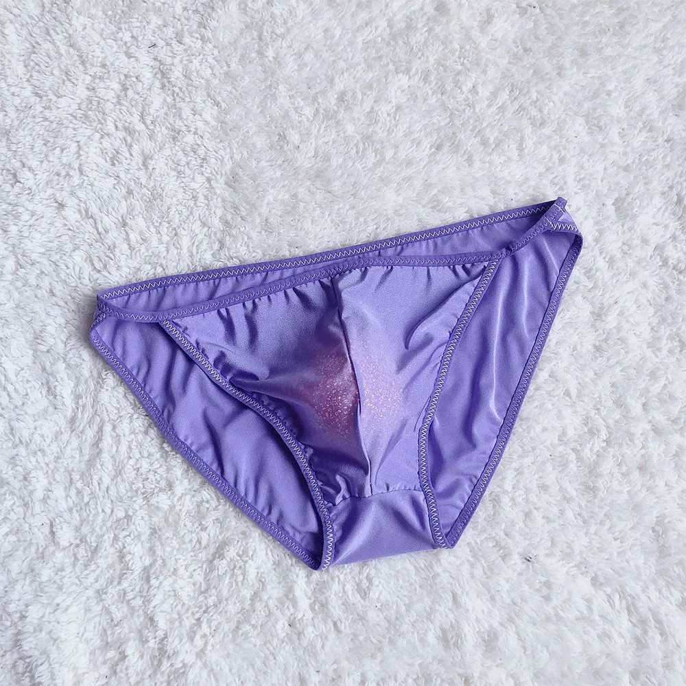 

1pc Men's Ice Silk Briefs Solid Color Sexy Sheer U-convex Pouch Brief Shorts Low Waist Male Panties Lingerie Underwear
