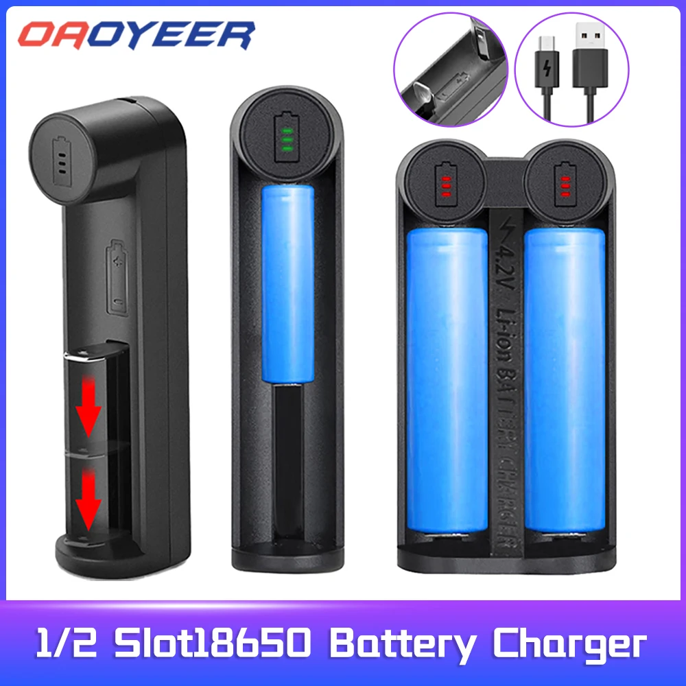 Умное зарядное устройство для батарей на 1 батарею USB 18650 26650 18350 32650 21700 26700 26500 Li-Ion |