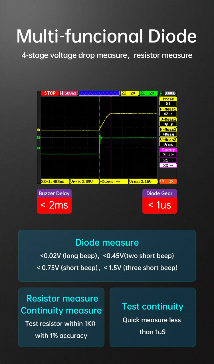 DM40 Digital Multimeter Oscilloscope Signal Generator 3 in 1 50M Sample rate Vol
