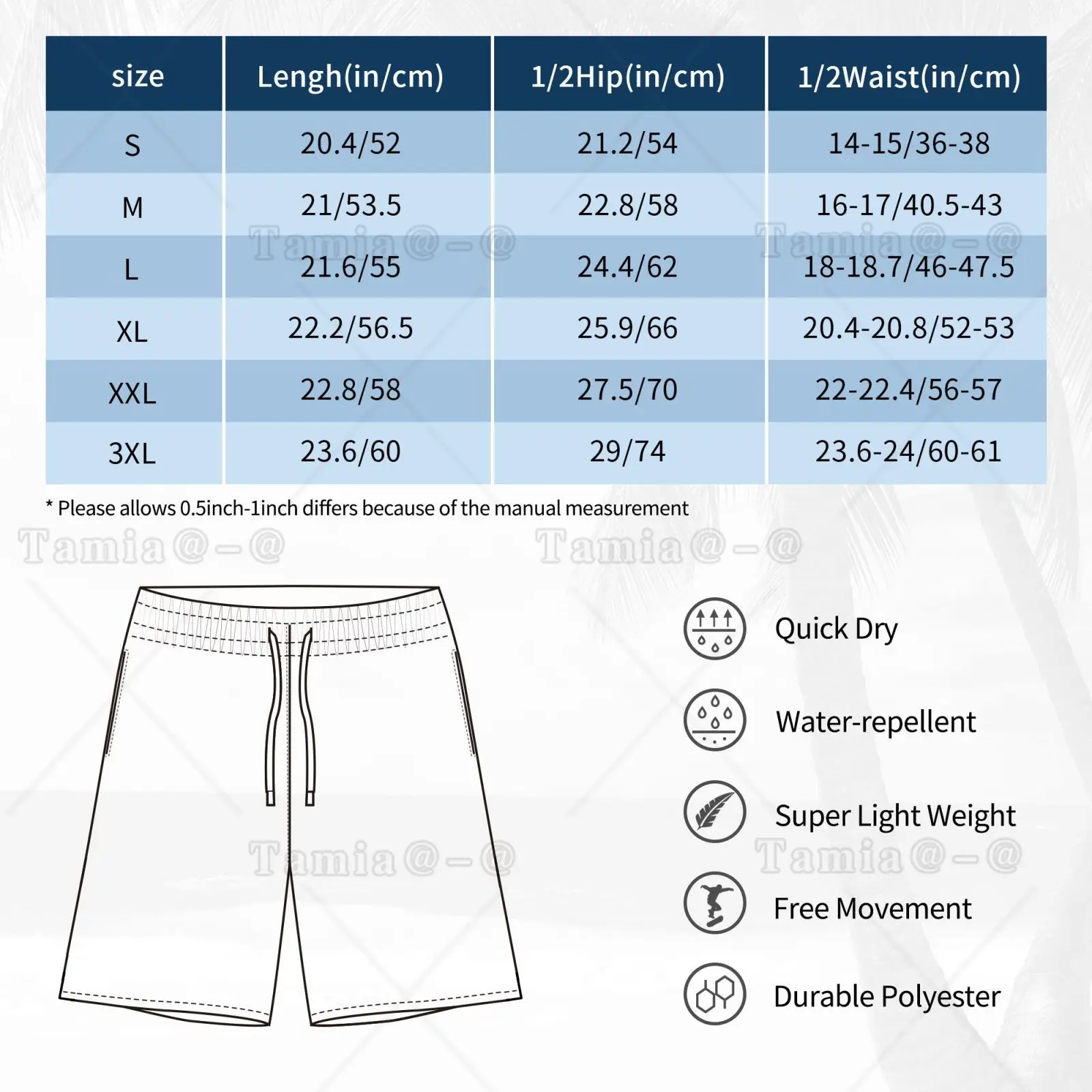 Men's Beach Short Swim Shorts Tiger Fur Sketch Color Picture Surfing Sport Swimwear Board Shorts 6