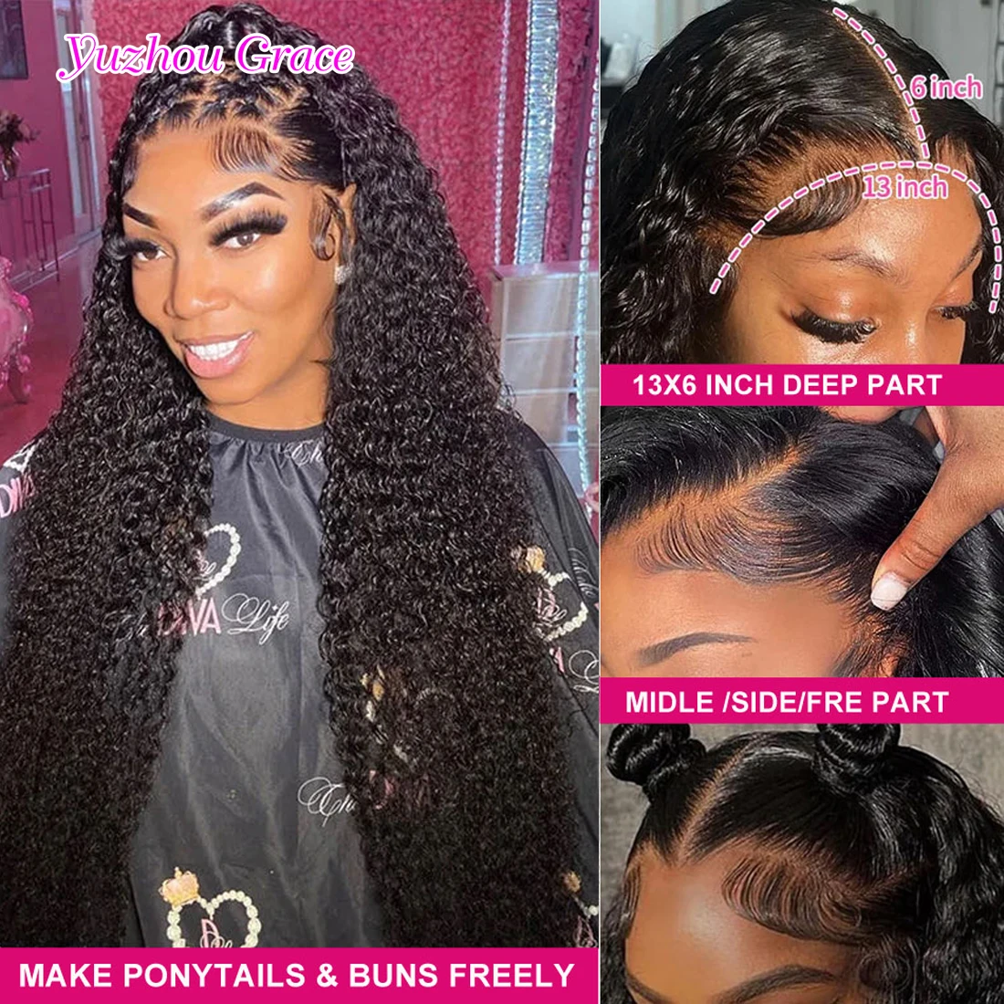 360 HD Lace Frontal Wigs Deep Wave 13x6 HD Lace Front Wig 360 Full Lace Front Wigs Human Hair Pre Plucked 34inch 250 Density
