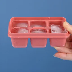 Description Picture 2 of itemSilicone Ice Cube Mould with DIY Lid 6 Grid Soft Bottom ce Cube Mold Square Fruit Ice Cube Maker Tray Kitchen Bar Tools Acces