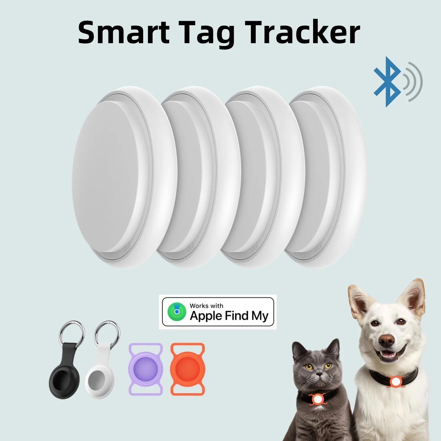 4PCS Air Smart Tag Tracker with Case Keys Luggage Pet Finder with Apple Find My Bluetooth Tracker iOS Only