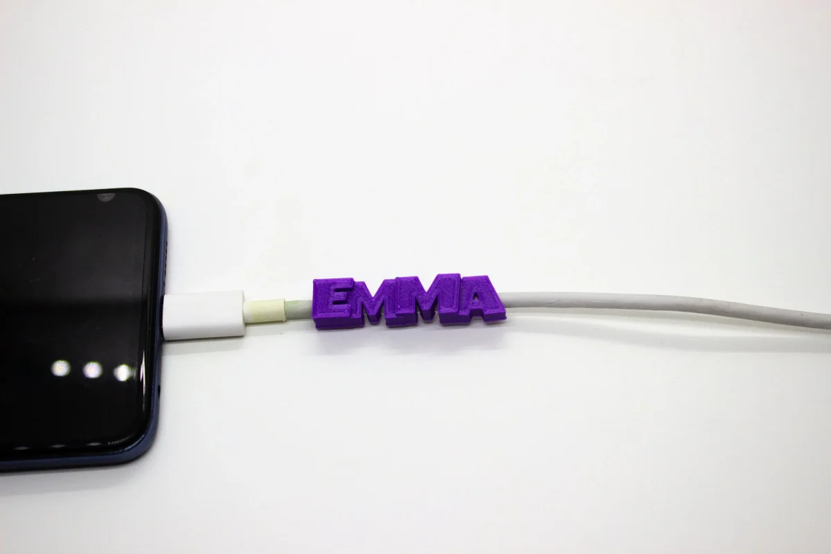 Custom 3D Printing USB Cable with Name Cable Clip for iPhone - Main Image