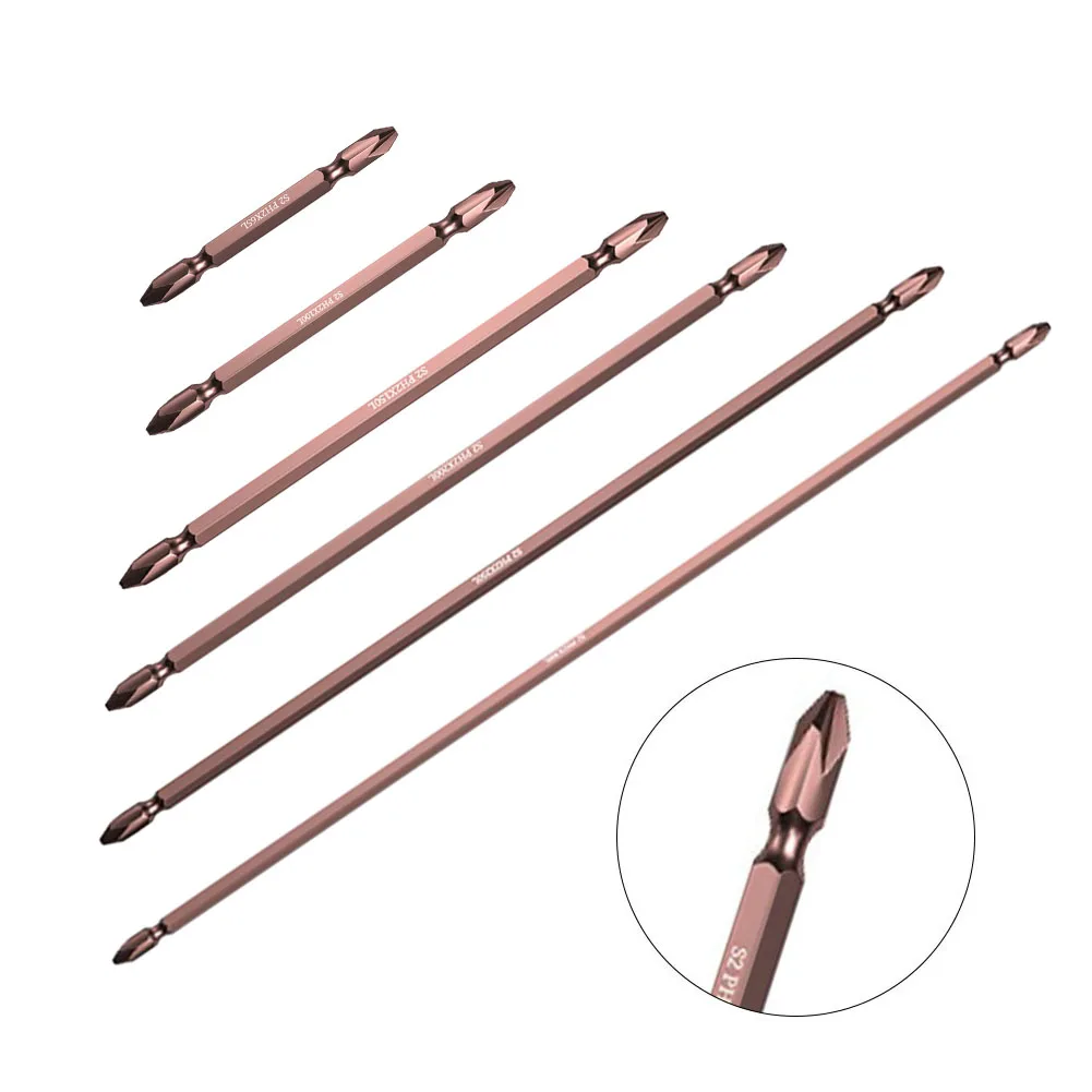 Ph2 Magnetic Screwdriver Bit Antislip Electric Impact Cross Double Ended Screwdriver Bits Set Quick Release 1/4