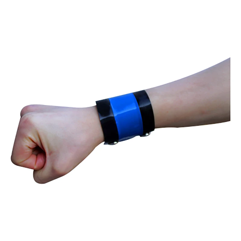 

Black And Blue Trims Sexy Latex Wrist Guard Armband Buttons Rubber Bracelet Wristlet Cuffs Pocket Bracer One Piece JC-0087