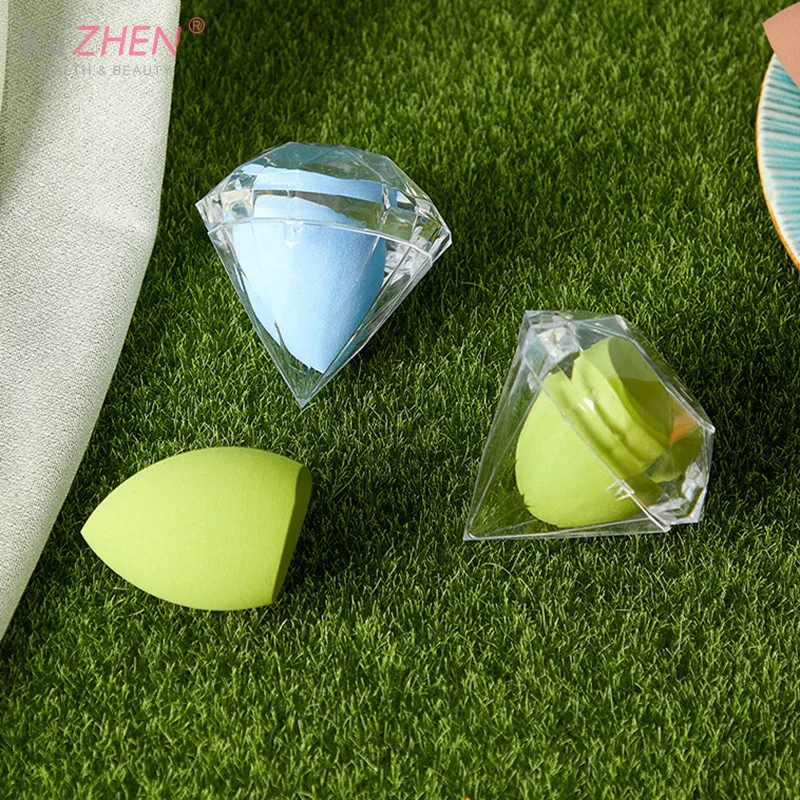 빈 메이크업 스폰지 보관 상자 플라스틱 다이아몬드 모양의 화장품 퍼프 주최자 랙 휴대용 메이크업 블렌더 홀더 스탠드 건조