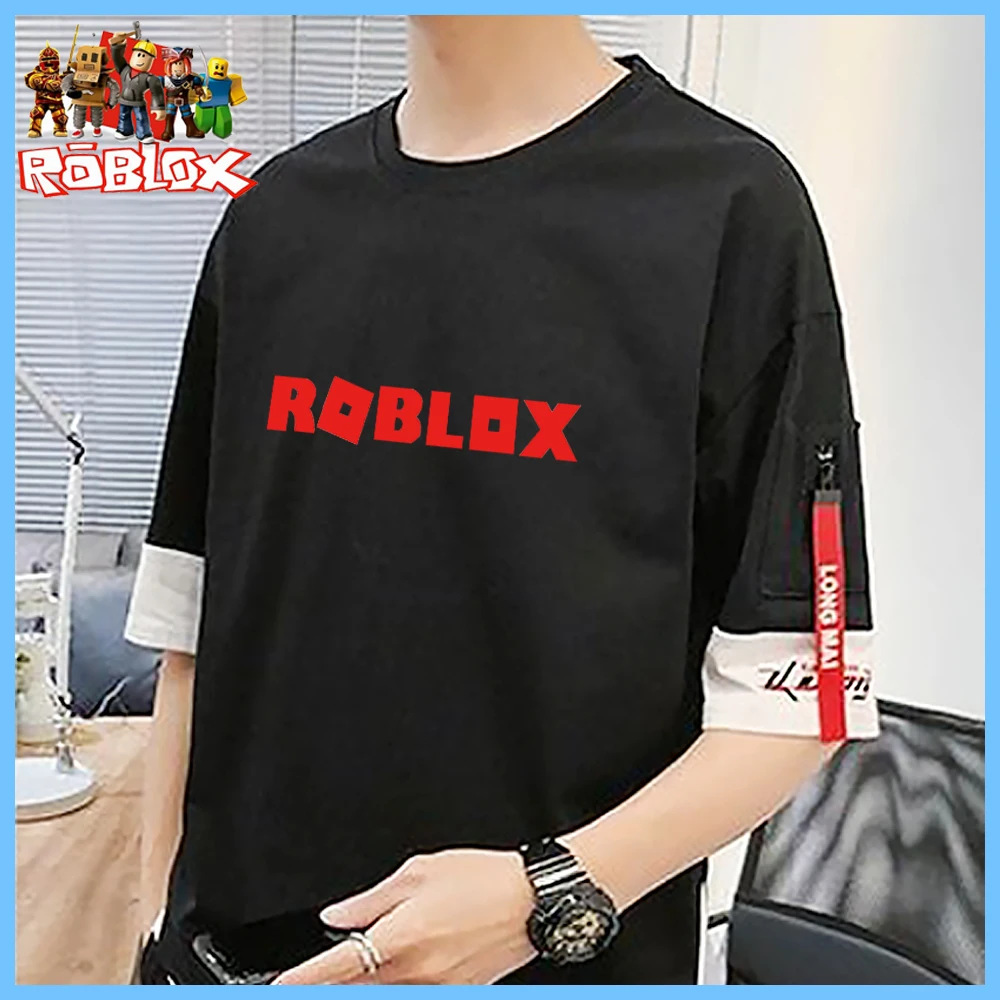 Cartoon Game Anime Peripheral ROBLOX Virtual World Short-sleeved T-shirt  Men's Trend Splicing Loose Half-sleeved Clothes - AliExpress