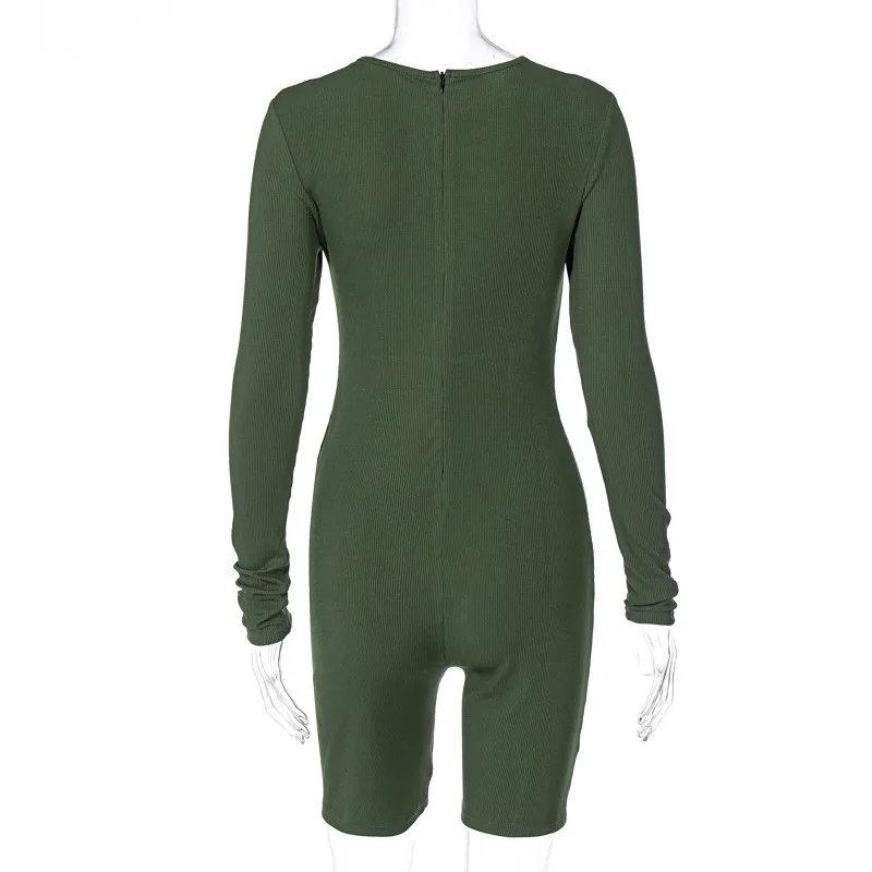 BKLD 2022 Winter Women Clothing New Knitted Solid Color Long Sleeve Round Neck Back Zipper Bodycon One Pieces Rompers&Playsuits
